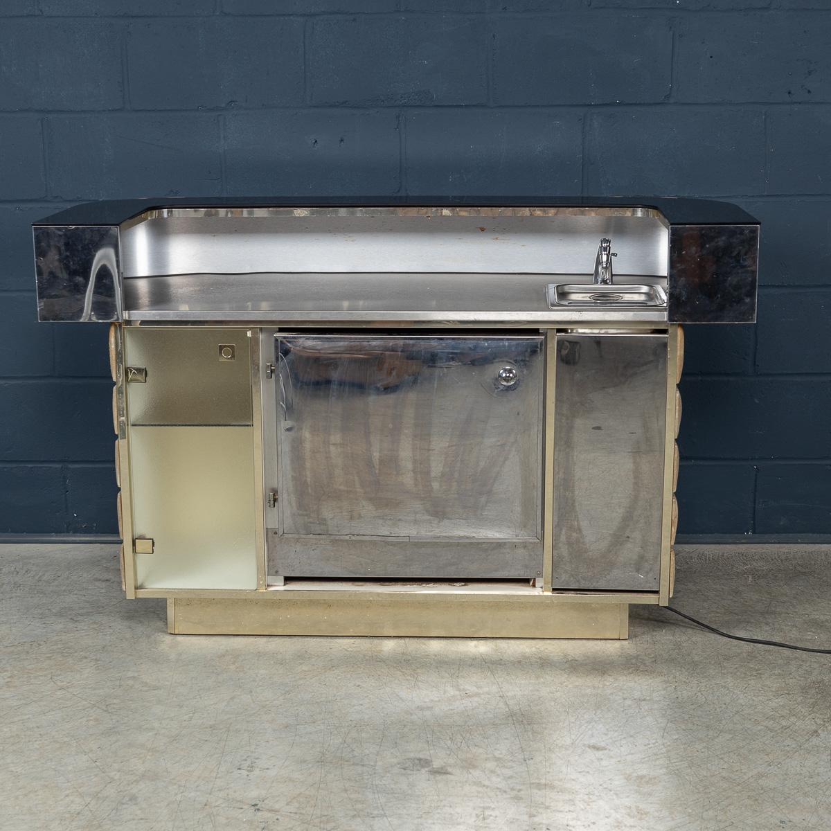 Vintage 20th Century Italian Standing Wet Bar By Willy Rizzo c.1970 For Sale 4