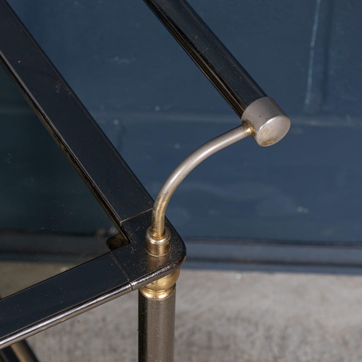 Vintage 20th Century Italian Steel & Brass Framed Drinks Trolley c.1980 For Sale 13