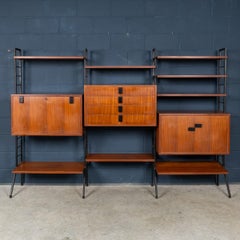 Vintage 20th Century Italian Teak Modular Wall Cabinet c.1960
