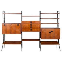 Vintage 20th Century Italian Teak Modular Wall Cabinet c.1960