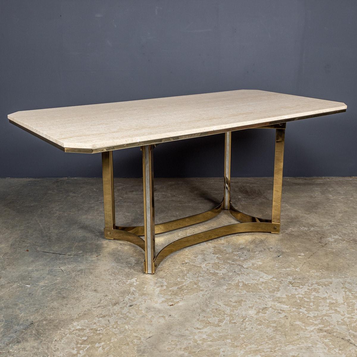 Other Vintage 20th Century Italian Travertine & Gold Dining Table, Alessandro Albrizzi For Sale