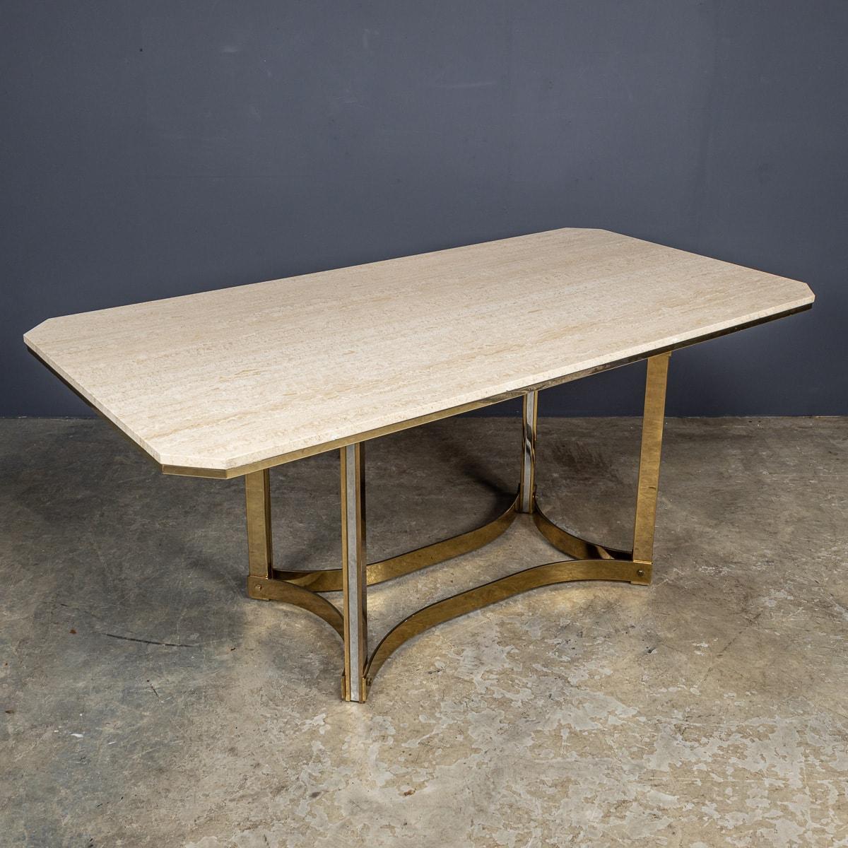 Vintage 20th Century Italian Travertine & Gold Dining Table, Alessandro Albrizzi In Good Condition For Sale In Royal Tunbridge Wells, Kent