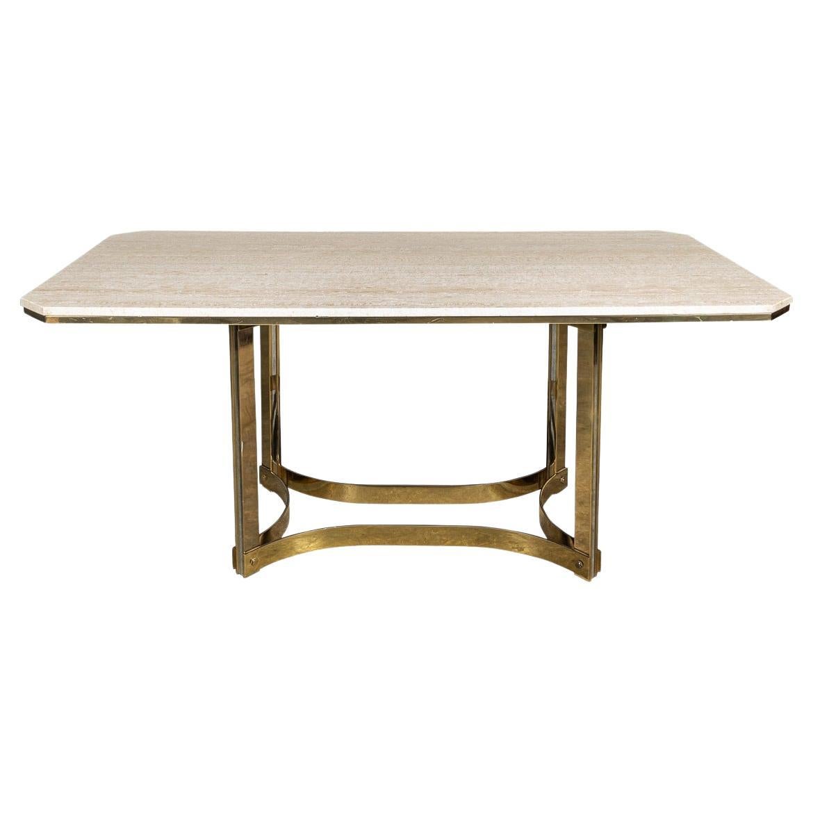Vintage 20th Century Italian Travertine & Gold Dining Table, Alessandro Albrizzi For Sale