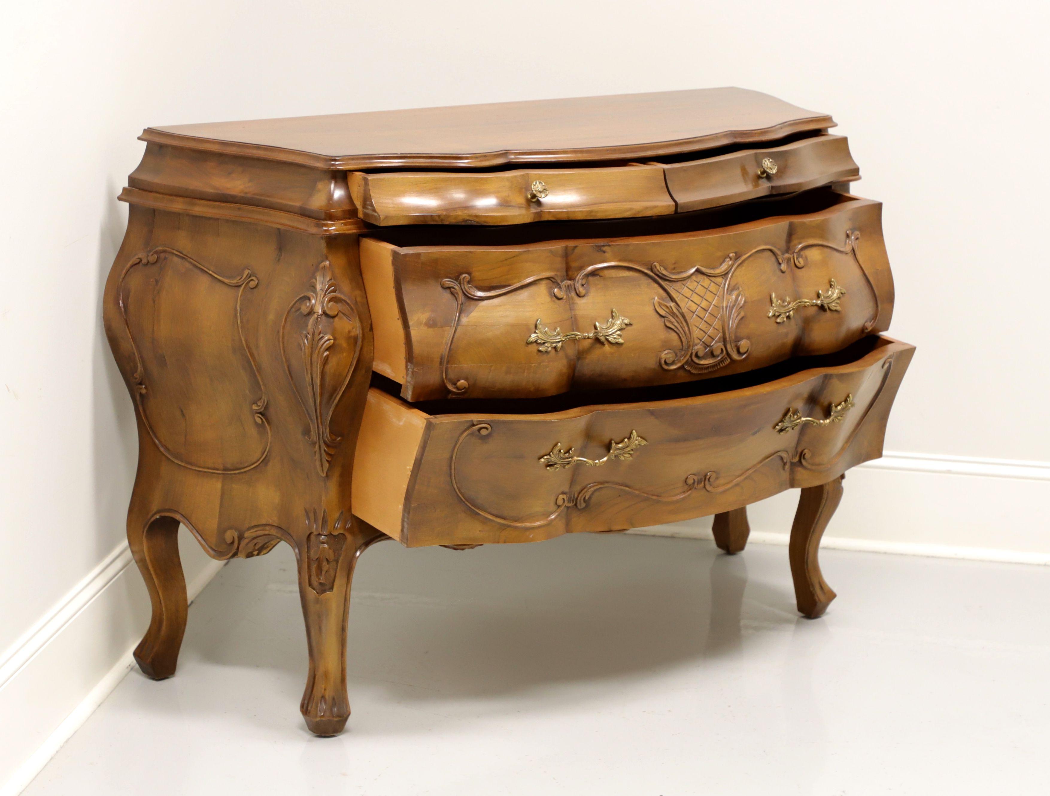 Late 20th Century Italian Walnut Bombe Chest In Good Condition In Charlotte, NC