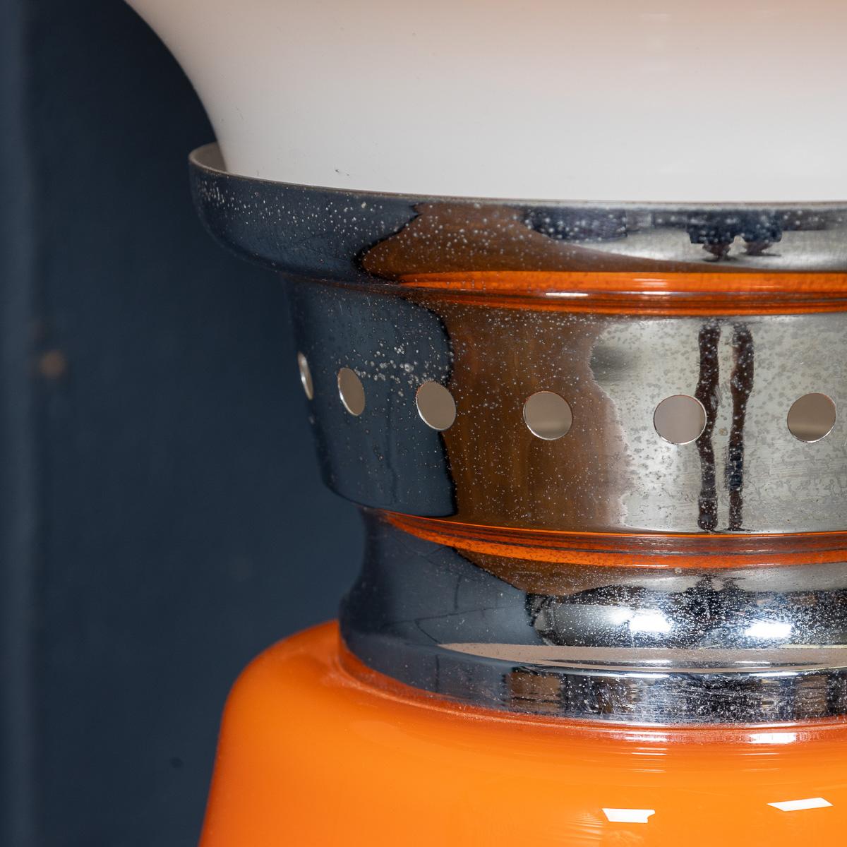 Vintage 20th Century Italian White & Orange Glass Table Lamp c.1970 For Sale 6