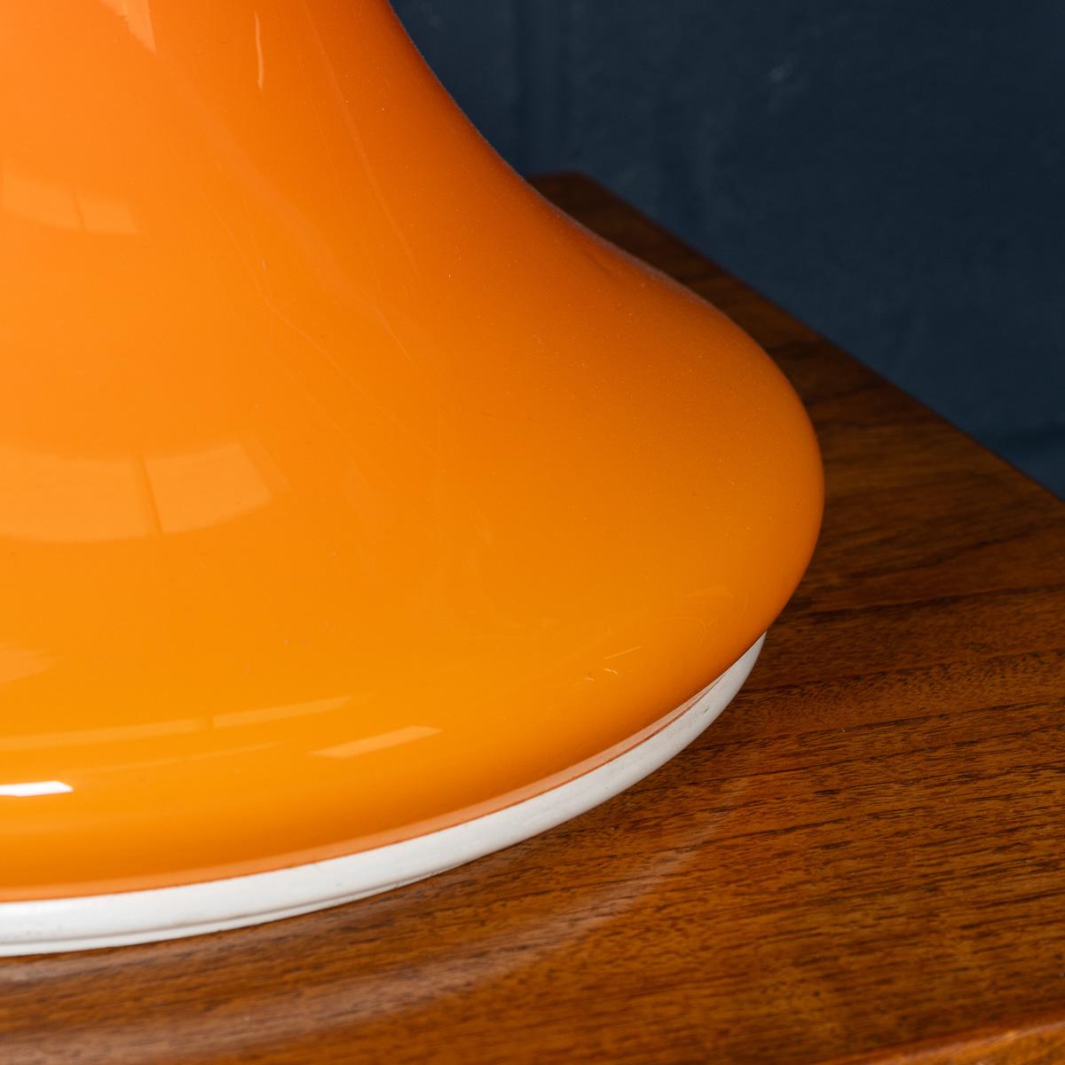 Vintage 20th Century Italian White & Orange Glass Table Lamp c.1970 For Sale 7