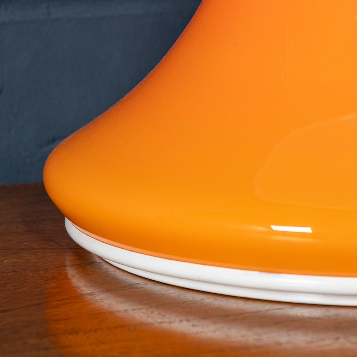 Vintage 20th Century Italian White & Orange Glass Table Lamp c.1970 For Sale 8