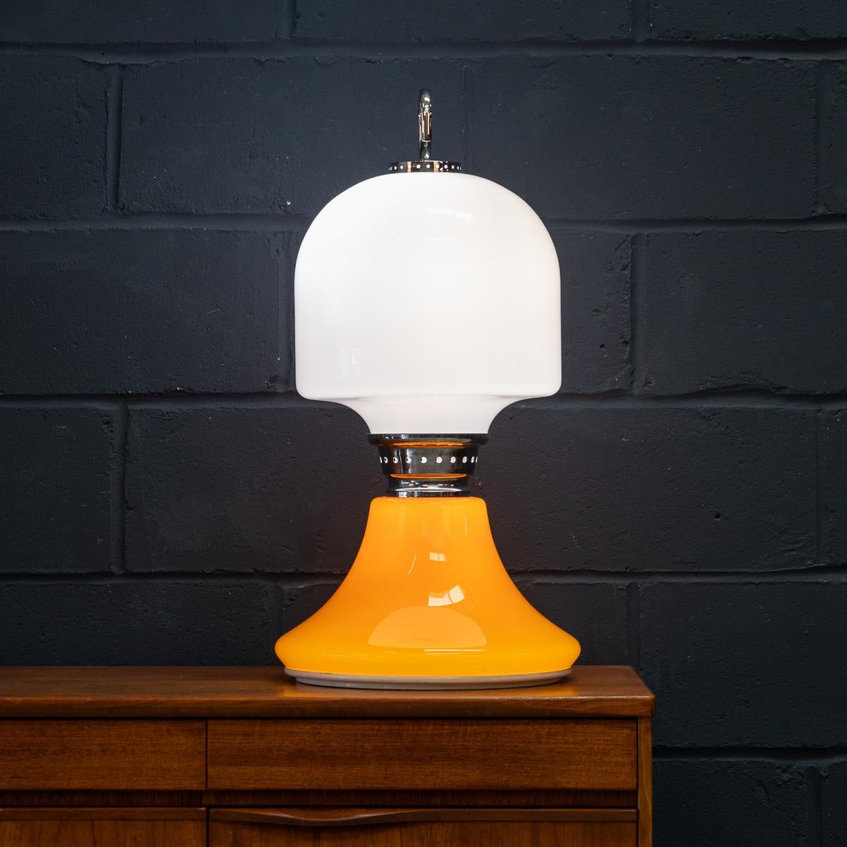 Other Vintage 20th Century Italian White & Orange Glass Table Lamp c.1970 For Sale