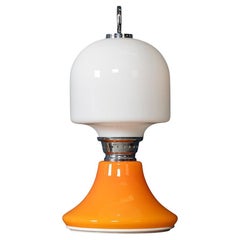 Vintage 20th Century Italian White & Orange Glass Table Lamp c.1970