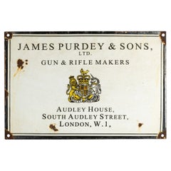 Vintage 20th Century James Purdey & Sons Ltd Enamel Sign