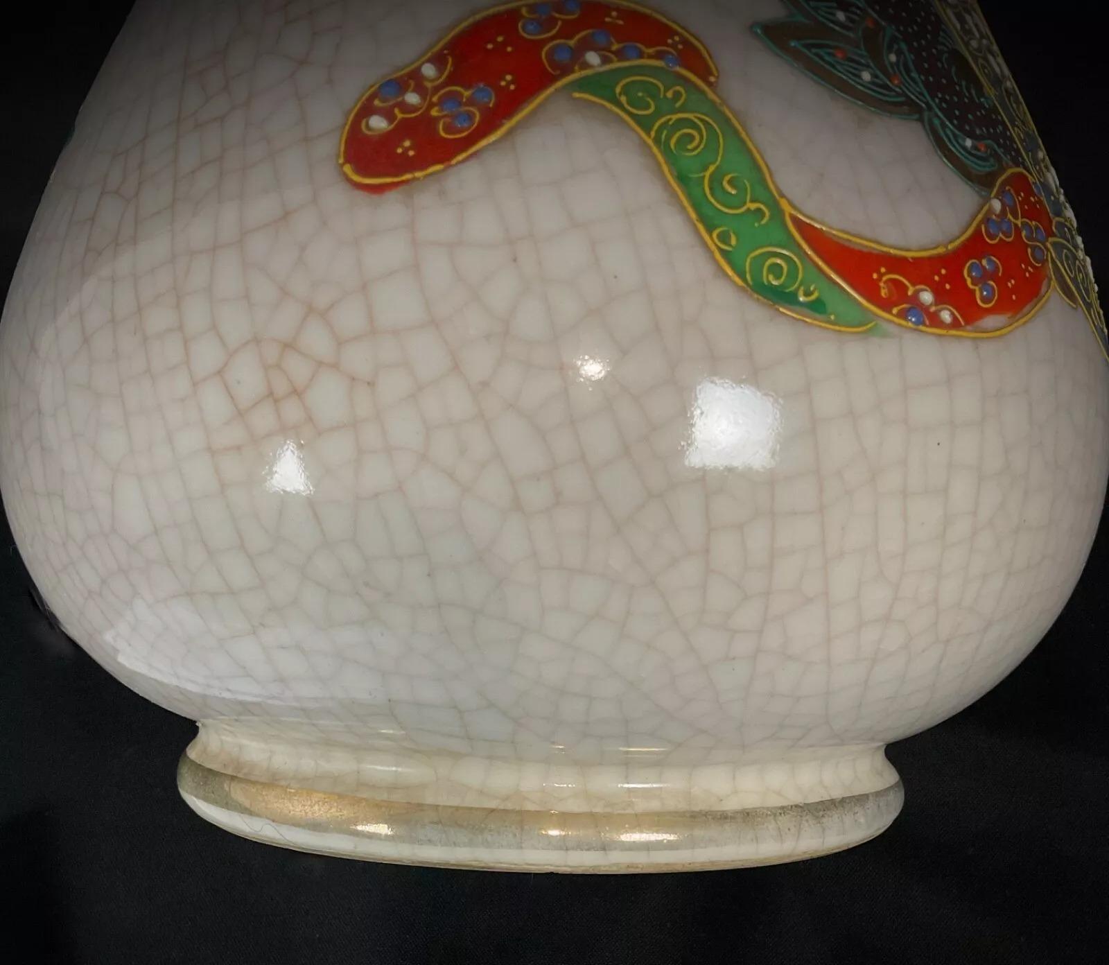 Vaso cloisonné e smalto craquelé giapponese del XX secolo - 2Y478 in vendita 7