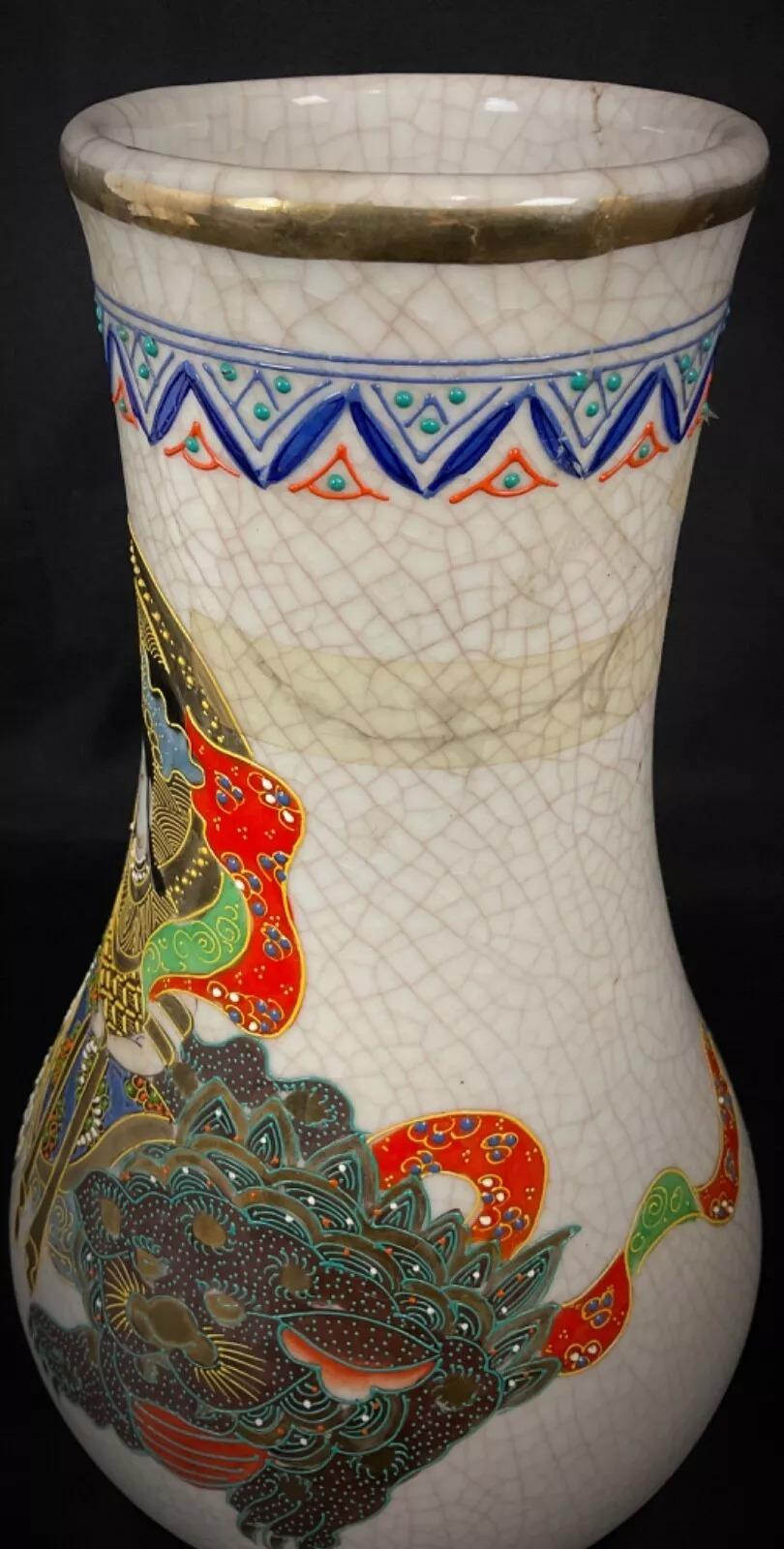 Vaso cloisonné e smalto craquelé giapponese del XX secolo - 2Y478 In condizioni discrete in vendita a Bordeaux, FR