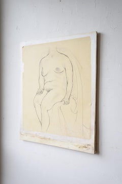 Vintage 20th century Japanese Nude Charcoal Nihonga Drawing by Eiki Tsukioka