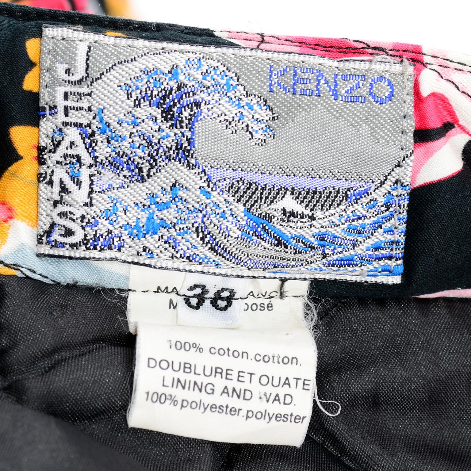 Pantalon taille haute vintage Kenzo Jeans imprimé matelassé floral coloré, XXe siècle en vente 6