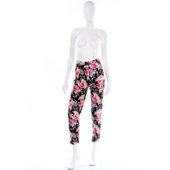Vintage 20th Century Kenzo Jeans Colorful Floral Quilted High Waisted Pants
