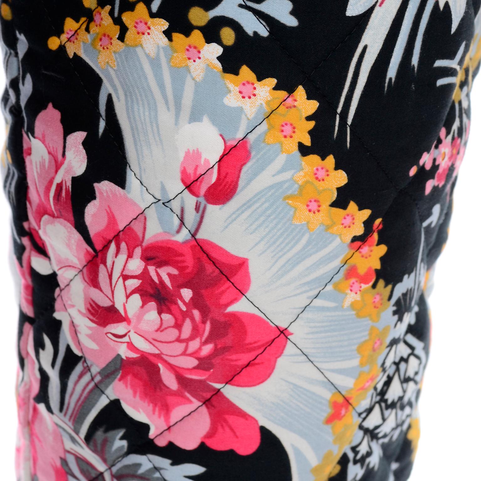 Pantalon taille haute vintage Kenzo Jeans imprimé matelassé floral coloré, XXe siècle en vente 3