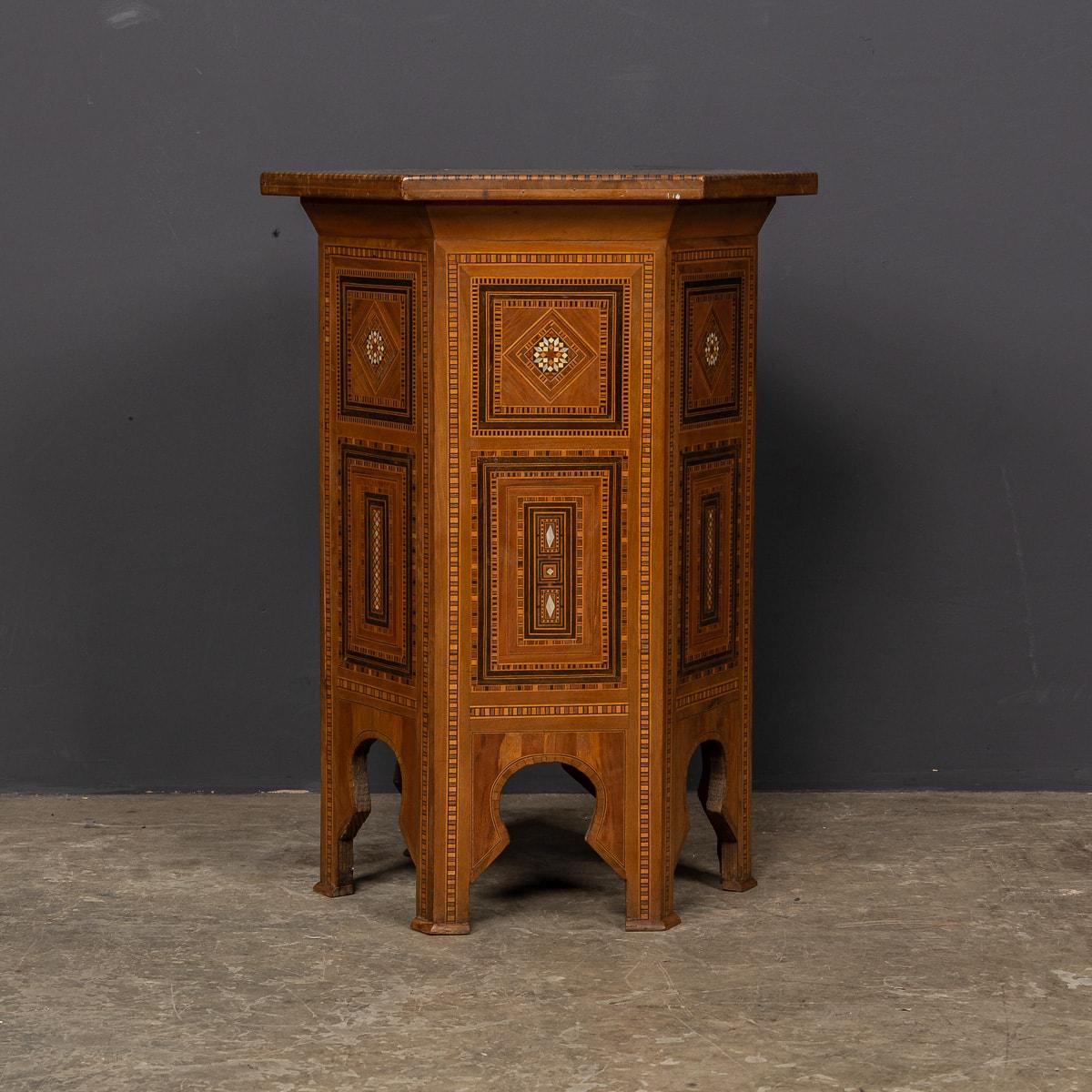Inlay Vintage 20th Century Levantine Hexagonal Inlaid Table c.1950 For Sale