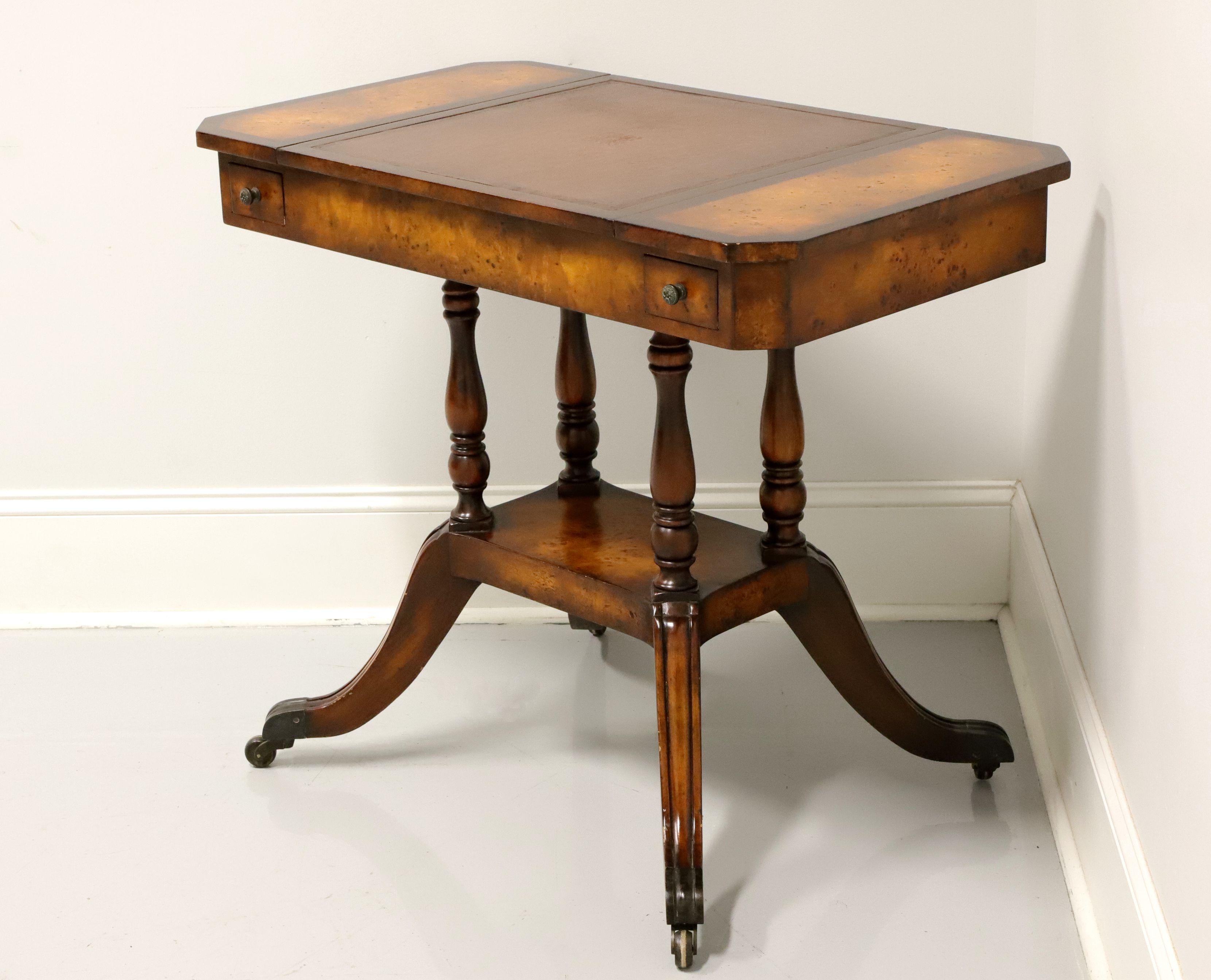 Regency Late 20th Century Mahogany, Birdseye Maple & Tooled Leather Game Table