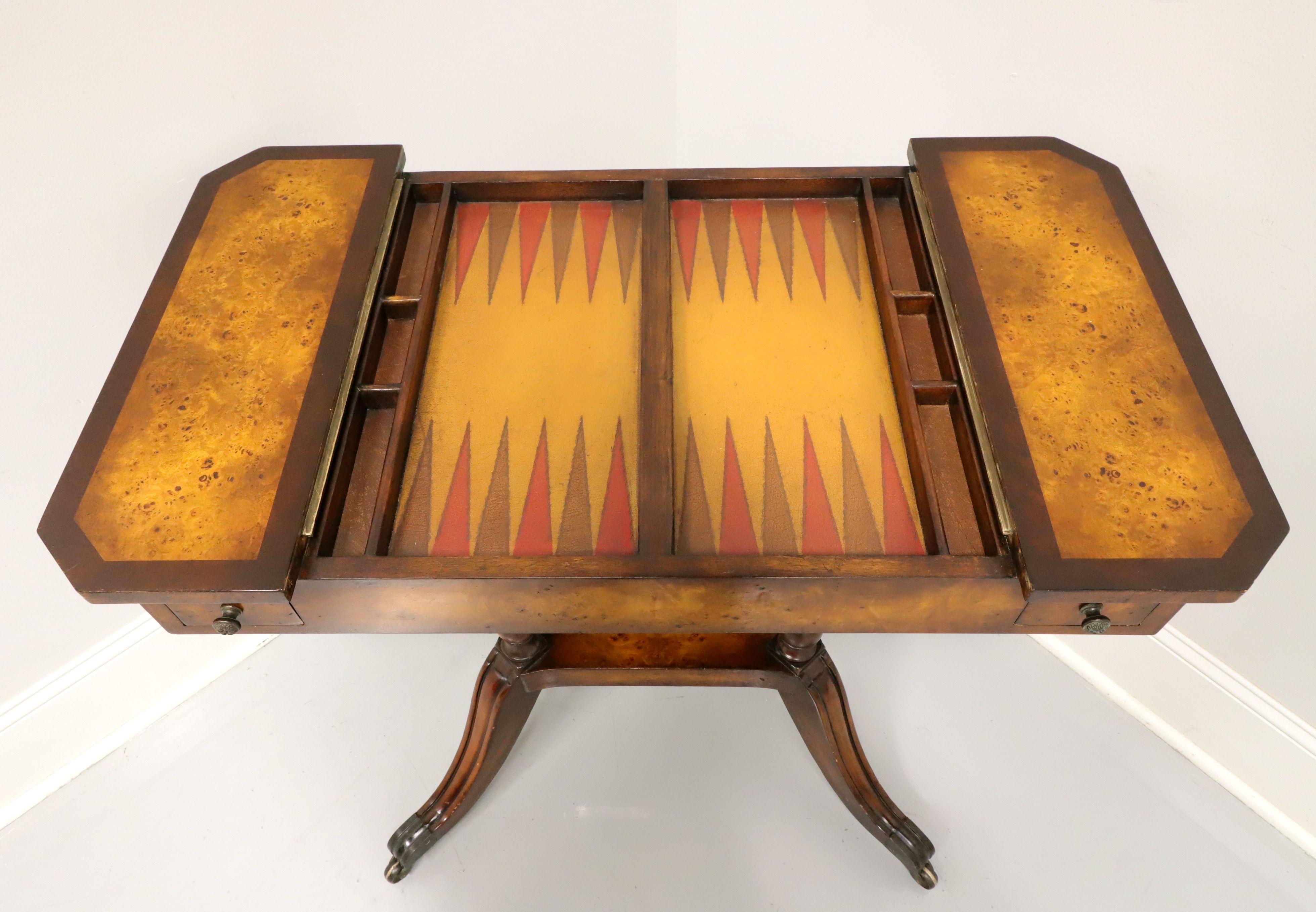 Late 20th Century Mahogany, Birdseye Maple & Tooled Leather Game Table 2
