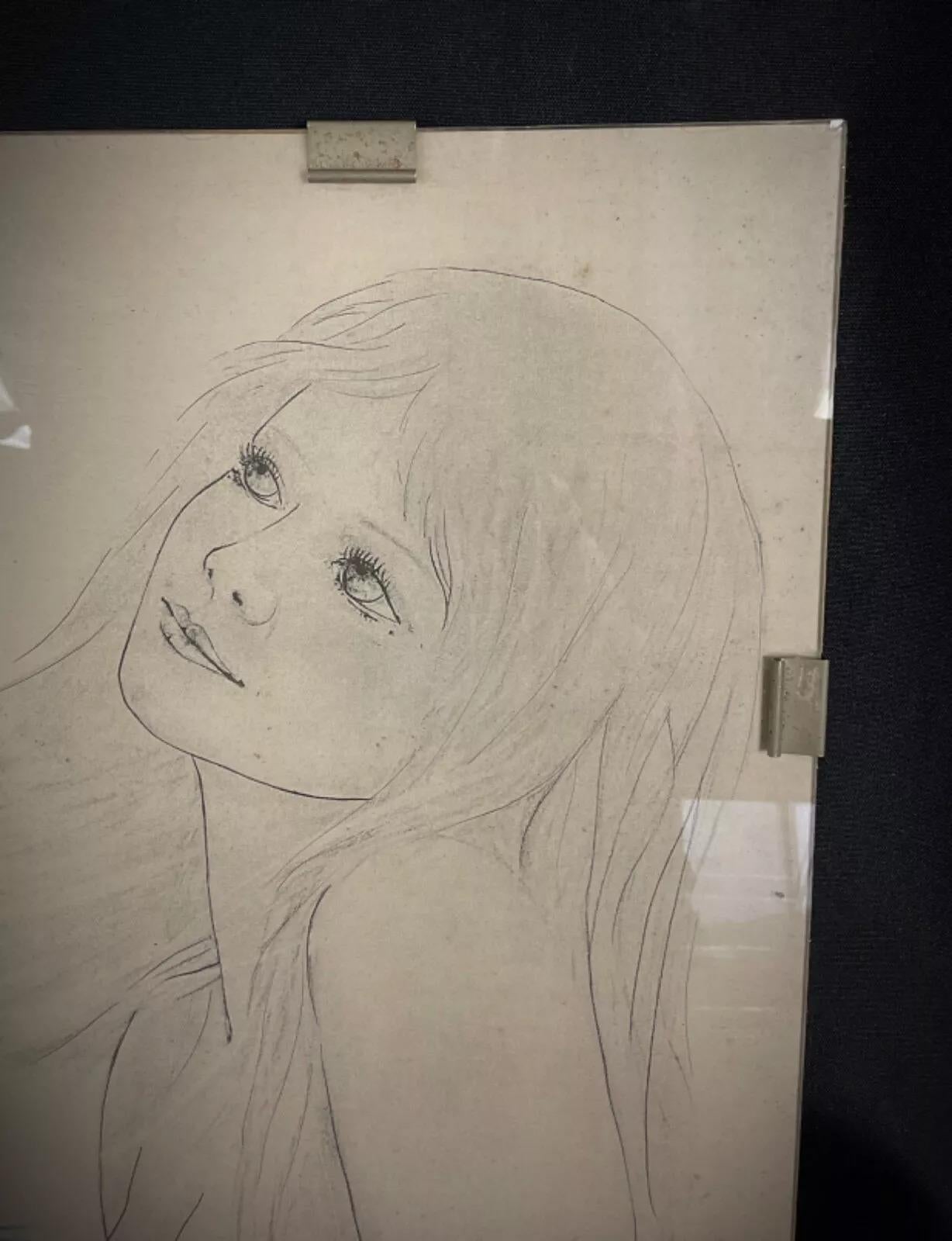 Vintage 20th-Century Nude Woman Drawing – Signed 