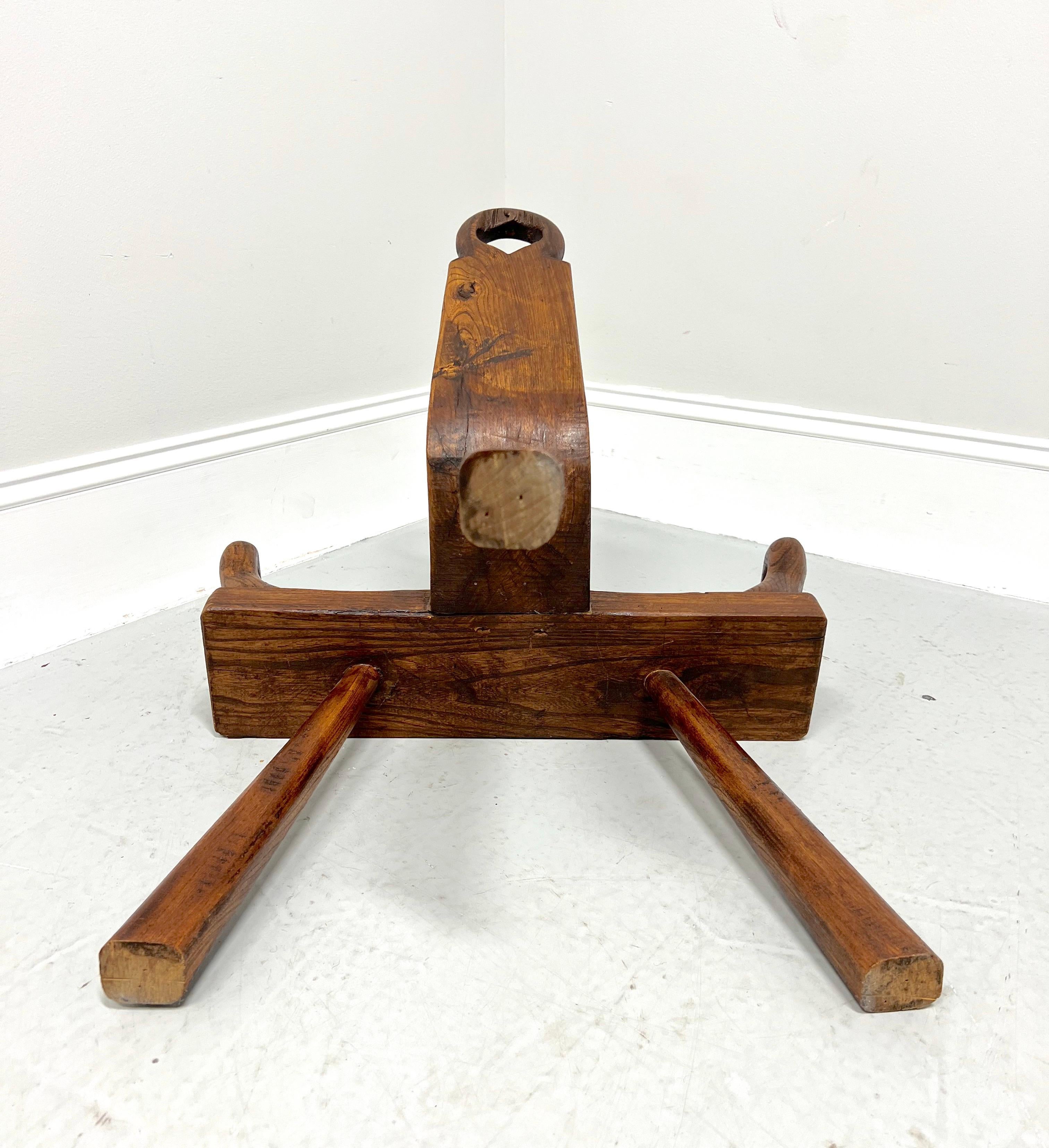Vintage 20th Century Oak Handcrafted Milking Stool In Good Condition In Charlotte, NC