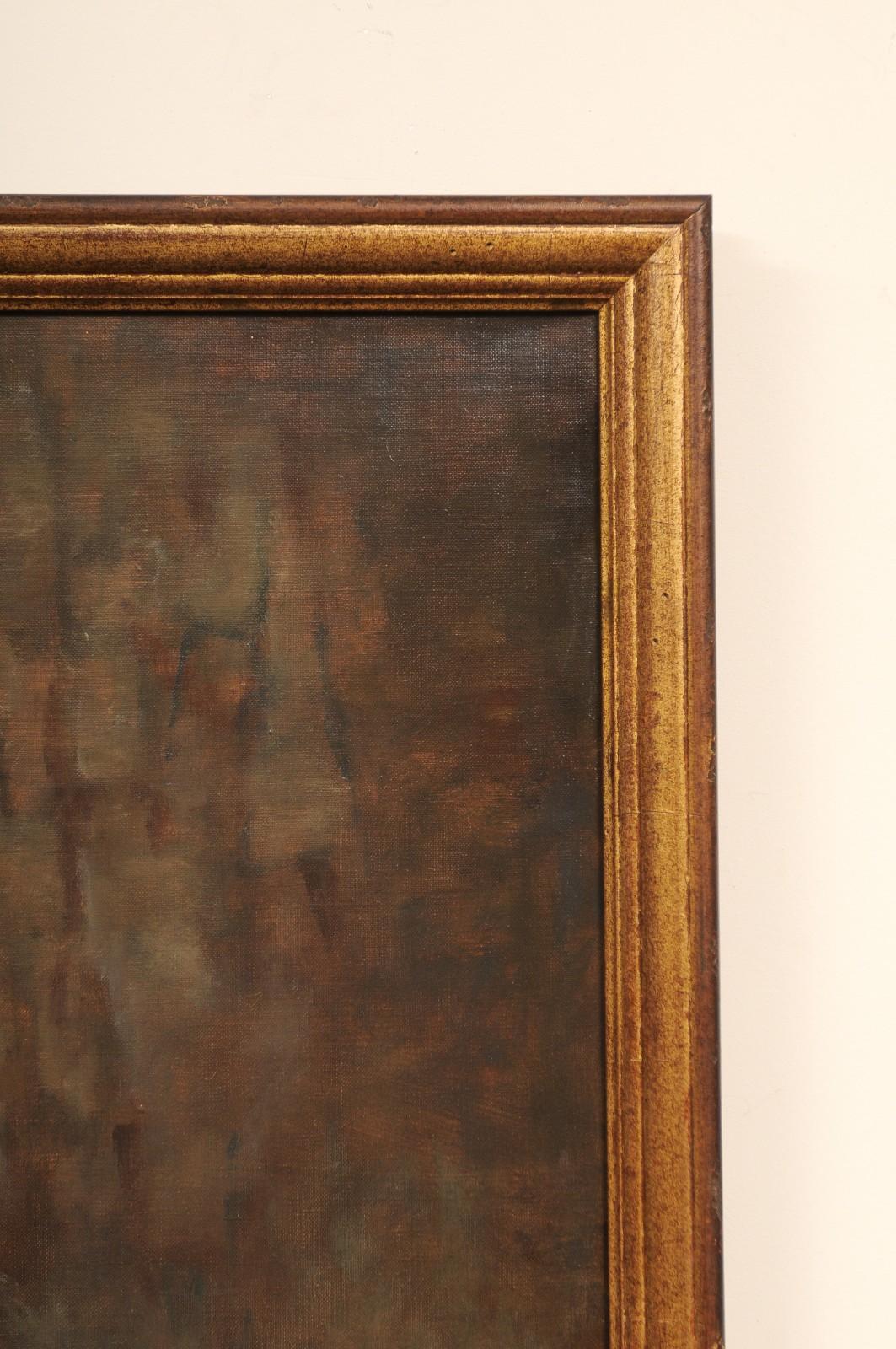 Pittura a olio d'epoca del XX secolo di due Jack Russell Terrier Ritratto di cane In condizioni buone in vendita a Atlanta, GA