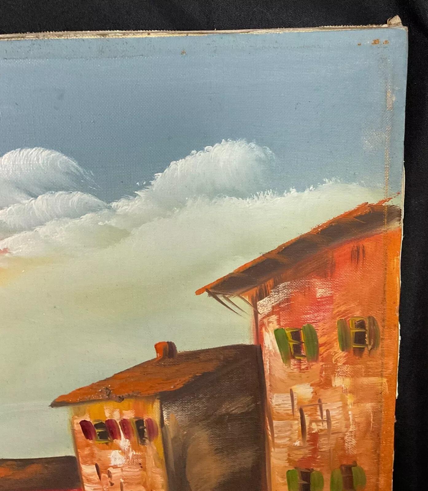 Vintage 20th Century Oil Painting on Canvas – Landscape by Lucas - 2Y492 For Sale 3