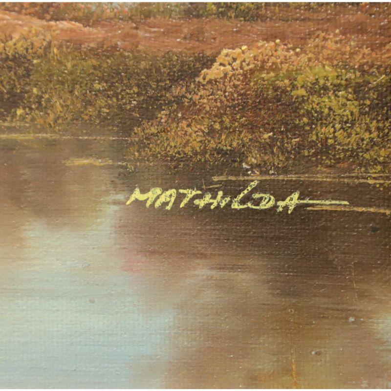 Other 20th Century Original Oil on Board - German River Scene - Signed Mathilda For Sale