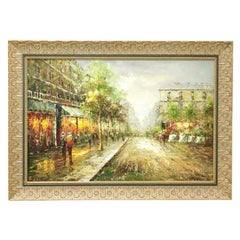 20th Century Original Oil on Canvas - European Street Scene - Signed Morgan Reid