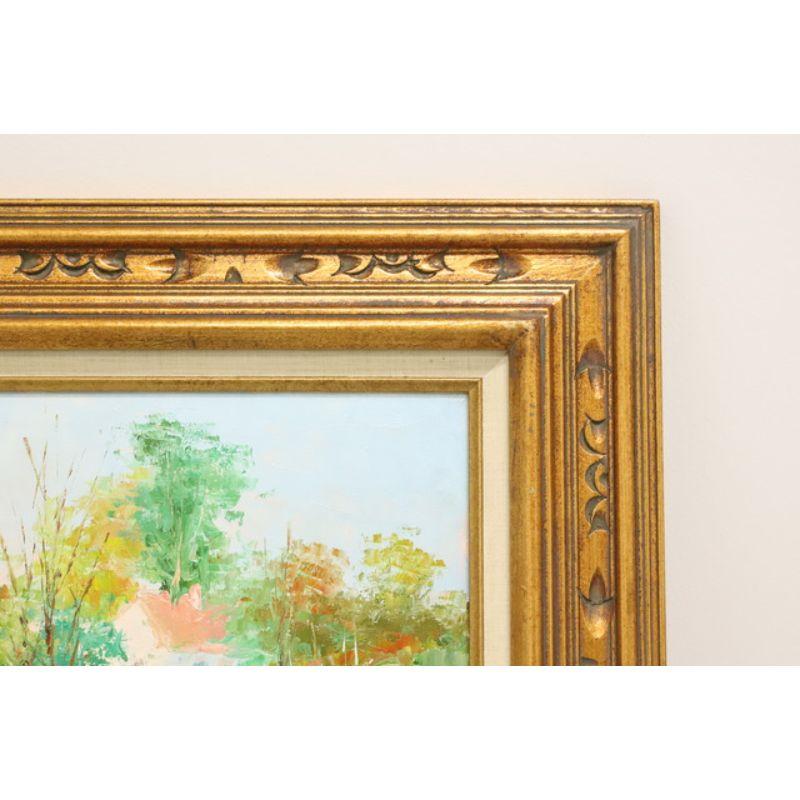 20ième siècle Peinture à l'huile originale du XXe siècle - Lac et paysage - Manol signé