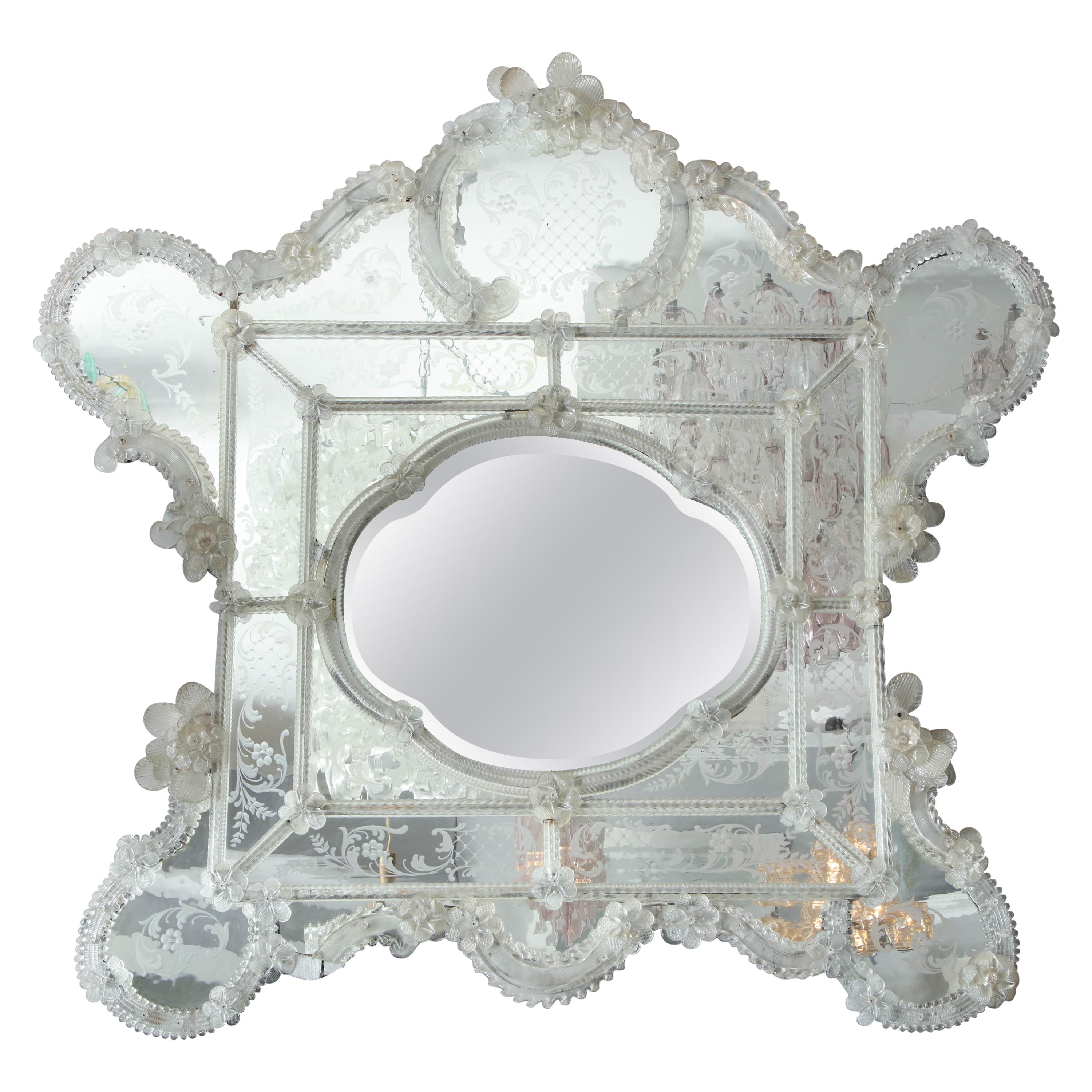 Vintage 20th Century Ornate Italian Mirror For Sale