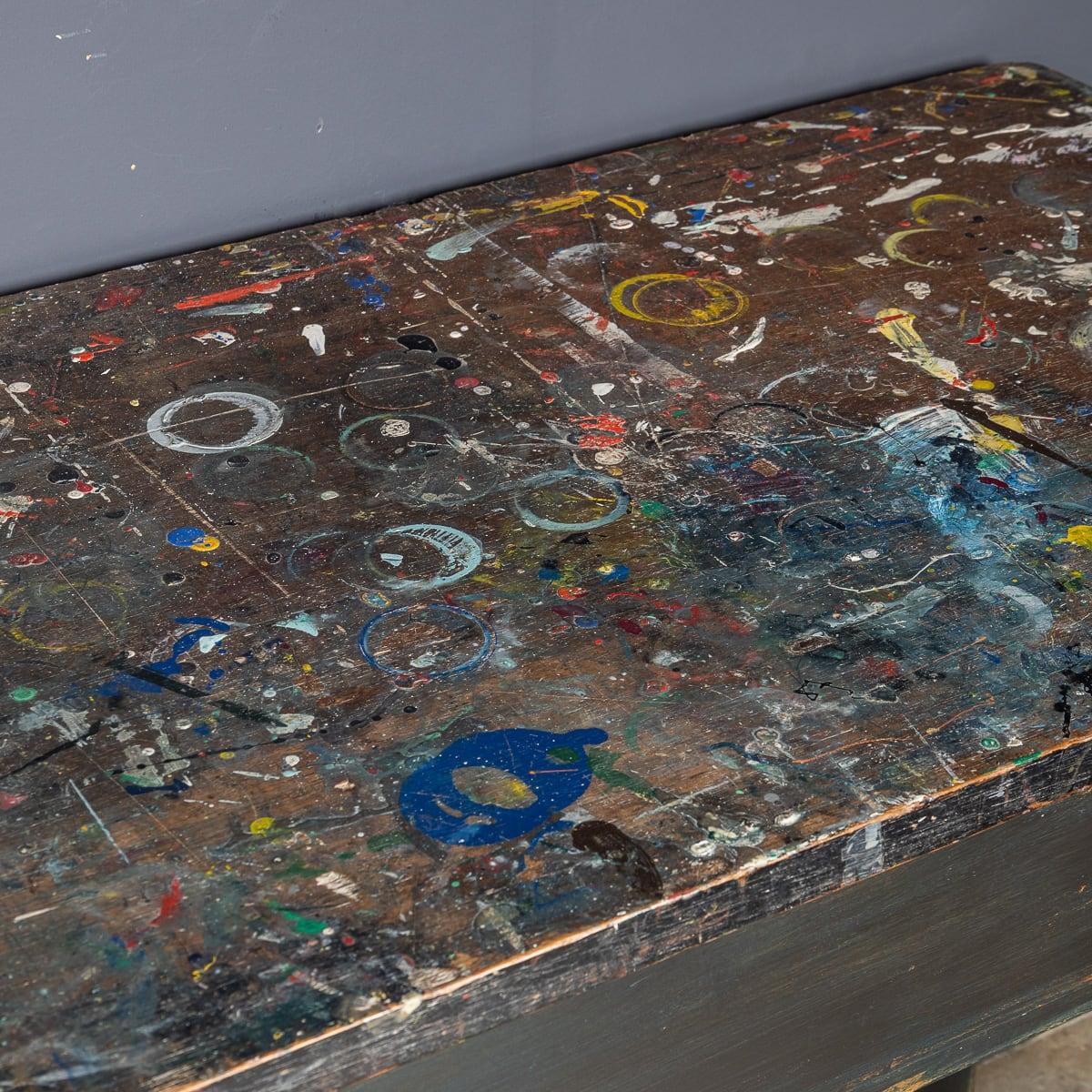 Vintage Siglo XX Salpicaduras de pintura Departamento de Arte Mesa c.1960 en venta 3
