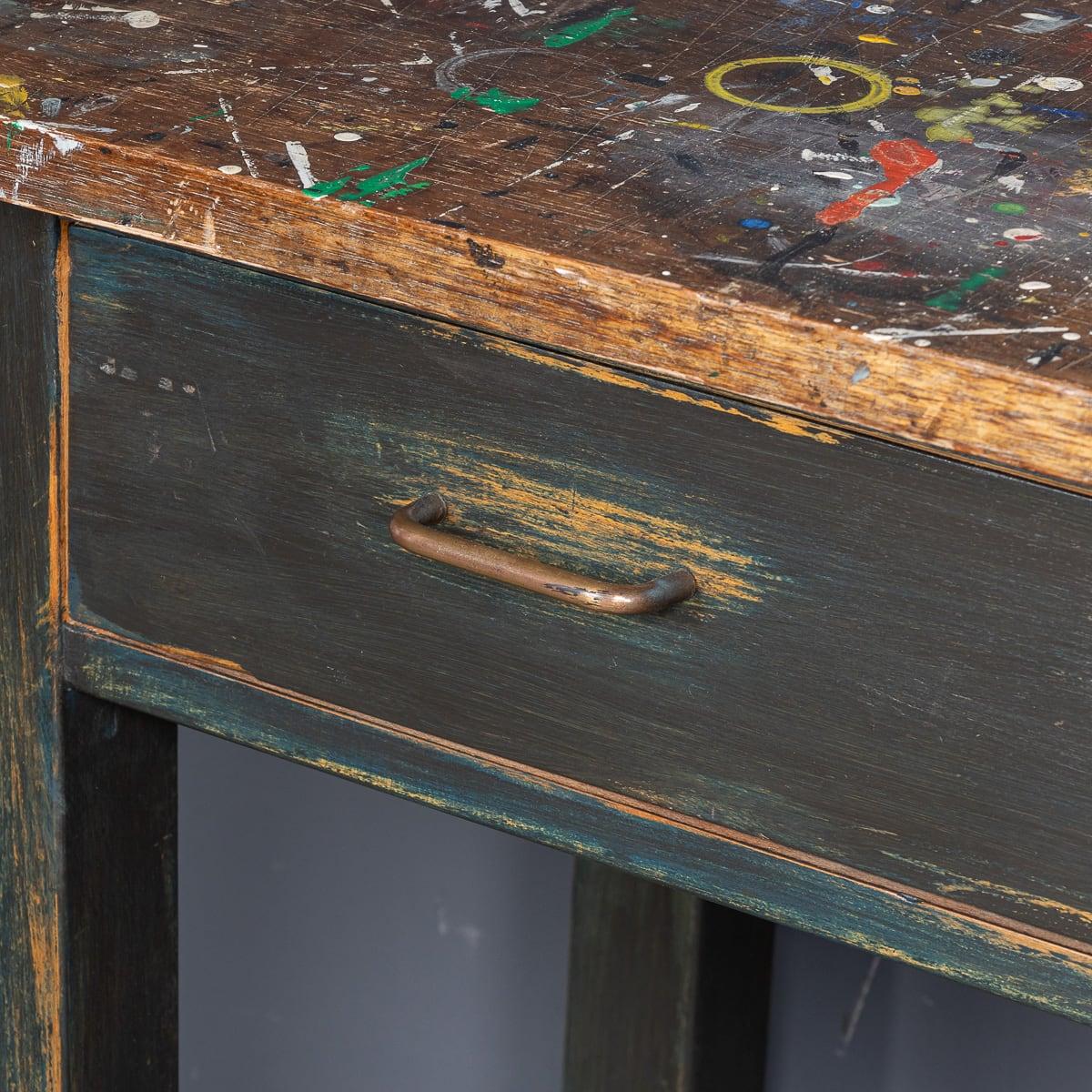 Vintage Siglo XX Salpicaduras de pintura Departamento de Arte Mesa c.1960 en venta 8