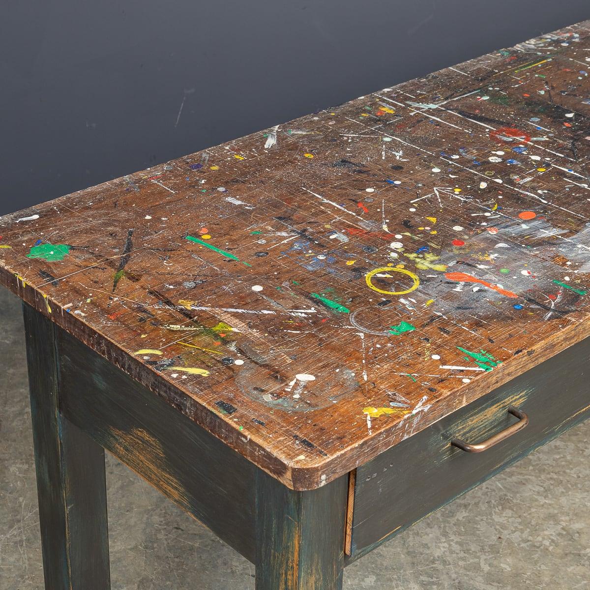 Vintage Siglo XX Salpicaduras de pintura Departamento de Arte Mesa c.1960 en venta 12