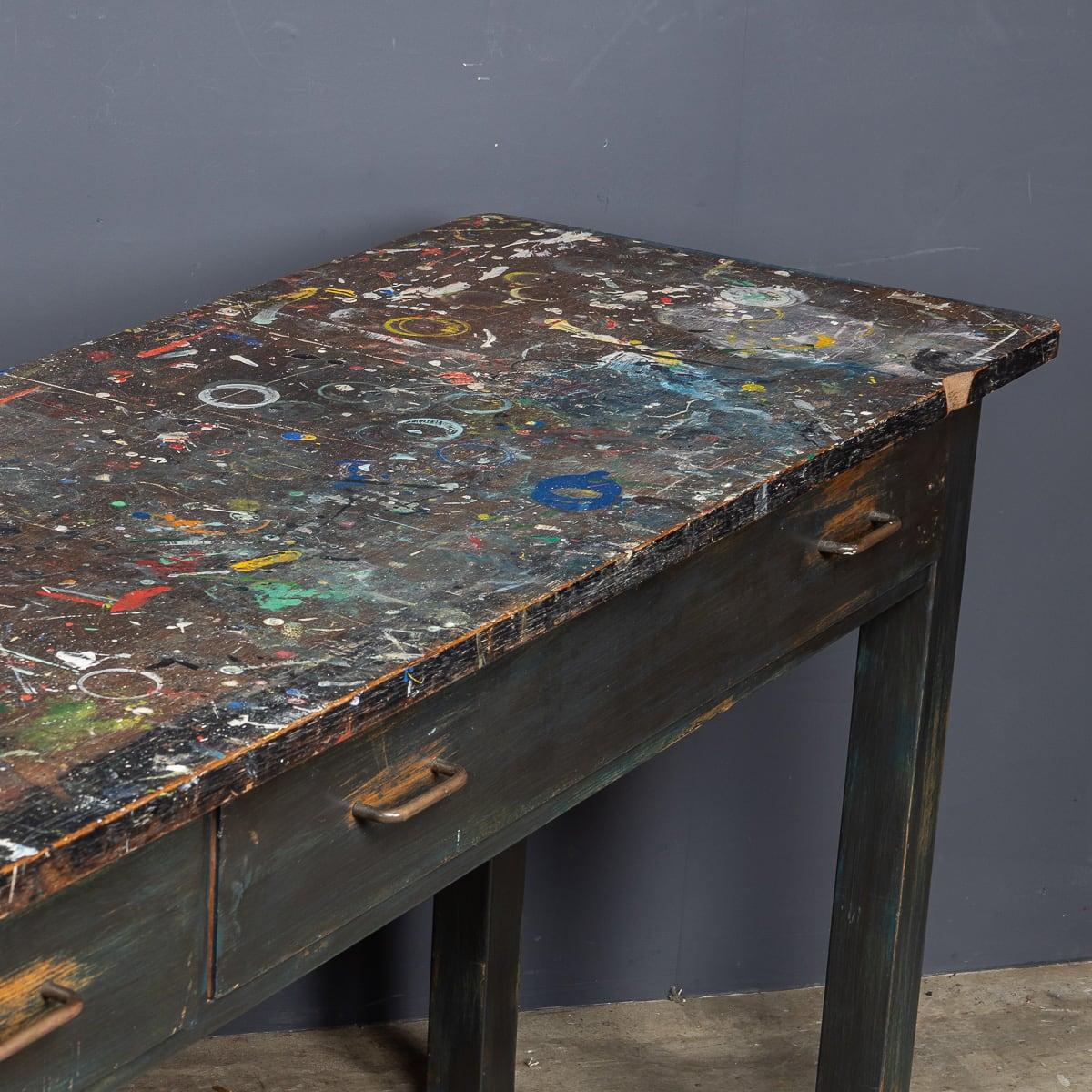 Vintage Siglo XX Salpicaduras de pintura Departamento de Arte Mesa c.1960 en venta 13