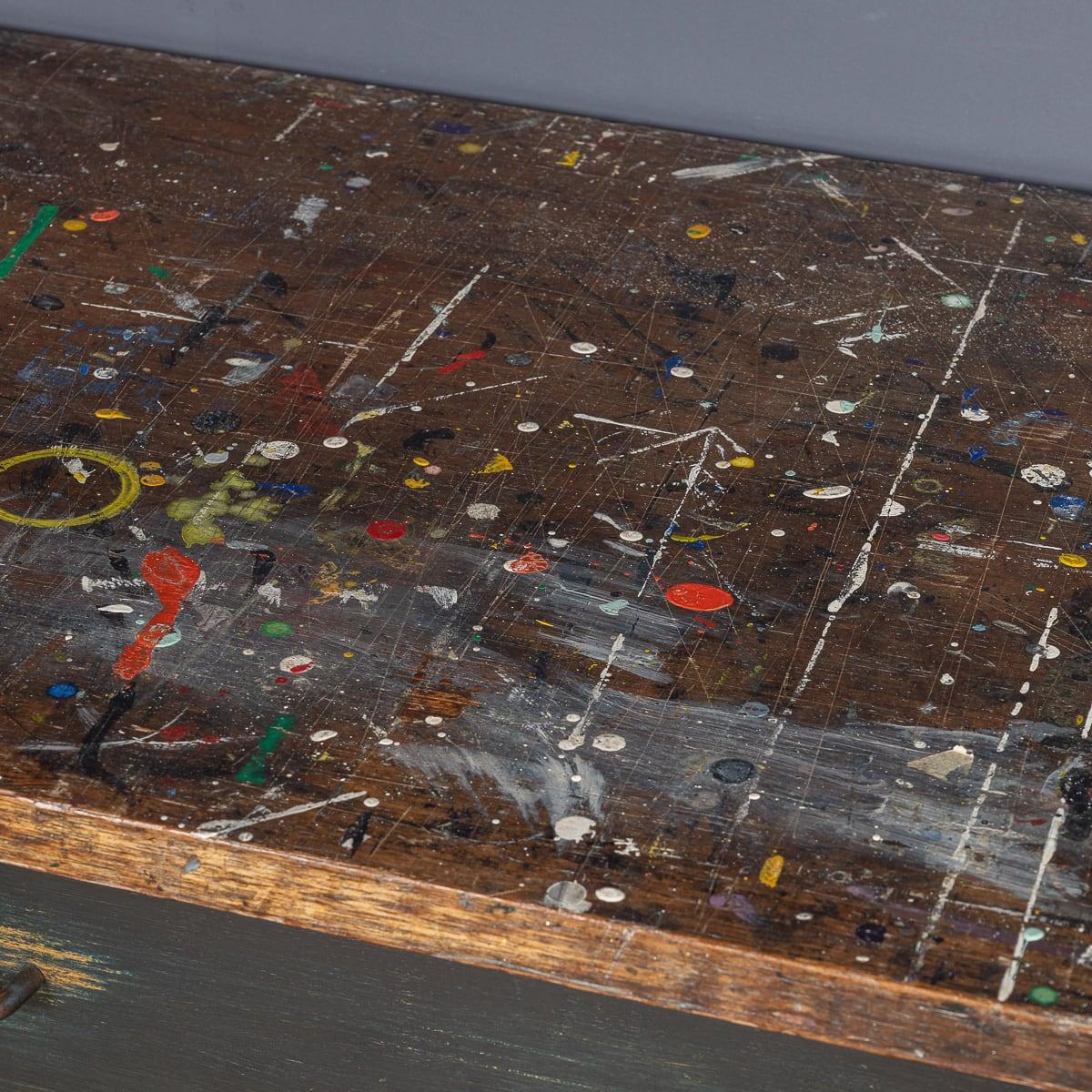 Vintage Siglo XX Salpicaduras de pintura Departamento de Arte Mesa c.1960 Haya en venta