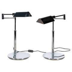 Vintage 20. Jahrhundert Pair of Articulated Chrome Schreibtischlampen c.1950