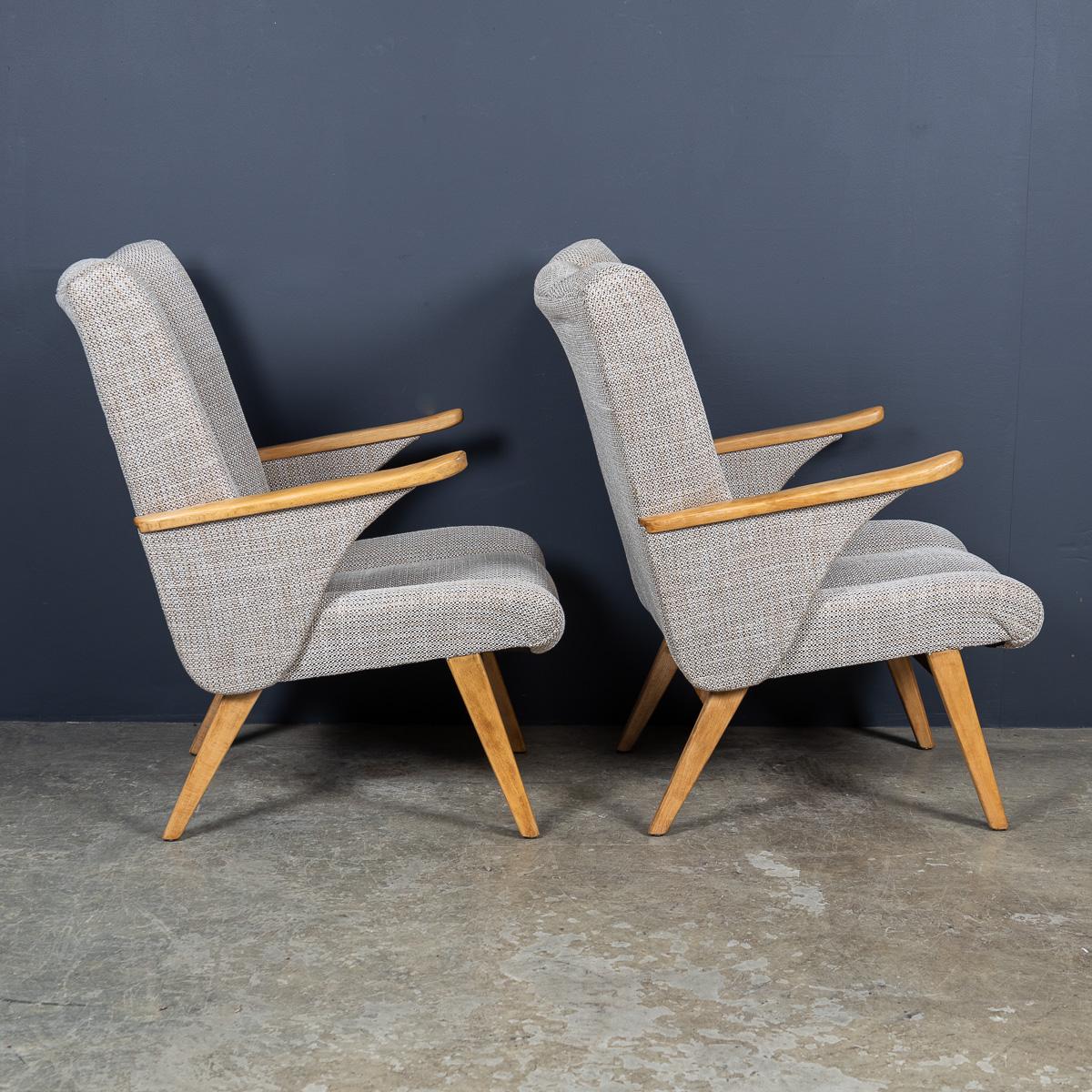 Vintage 20th Century Pair Of German Winged Armchairs By Gelenka c.1950 For Sale 1