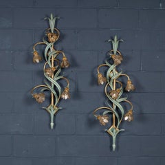 Coppia di lampade da parete naturalistiche italiane del 20° secolo vintage, c.1970