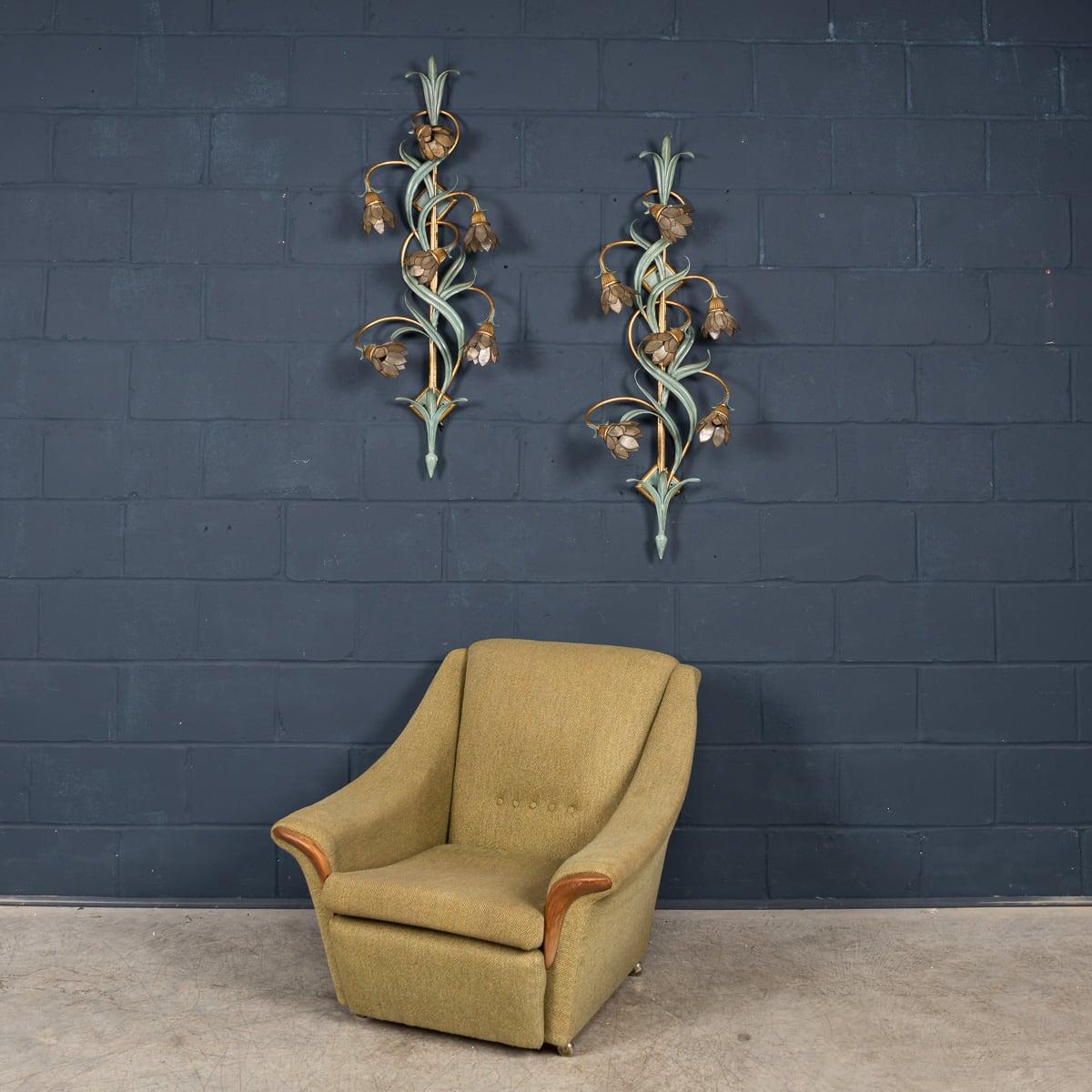 Other Vintage 20th Century Pair Of Italian Naturalistic Wall Sconces c.1970 For Sale