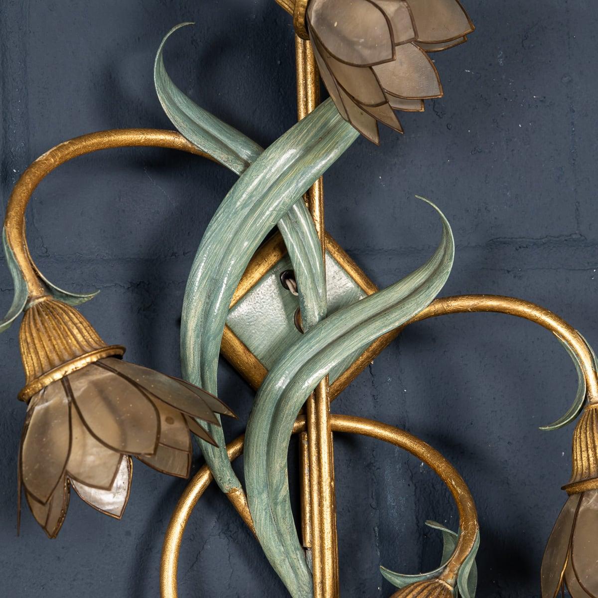 Vintage 20th Century Pair Of Italian Naturalistic Wall Sconces c.1970 For Sale 1