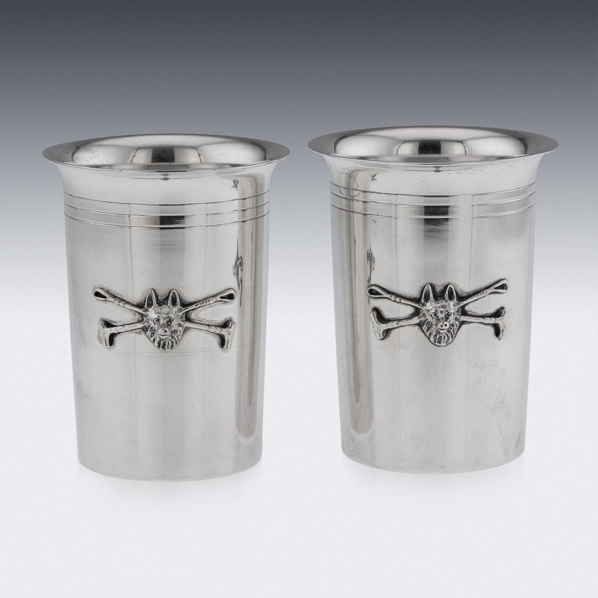 Other Vintage 20th Century Pair Of Italian Solid Silver Beakers By Gucci For Sale