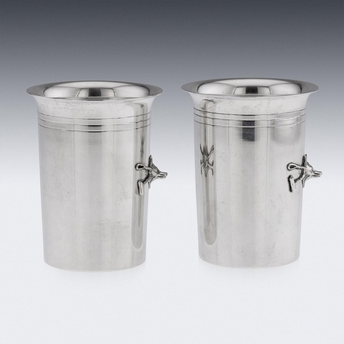 Vintage 20th Century Pair Of Italian Solid Silver Beakers By Gucci For Sale 2