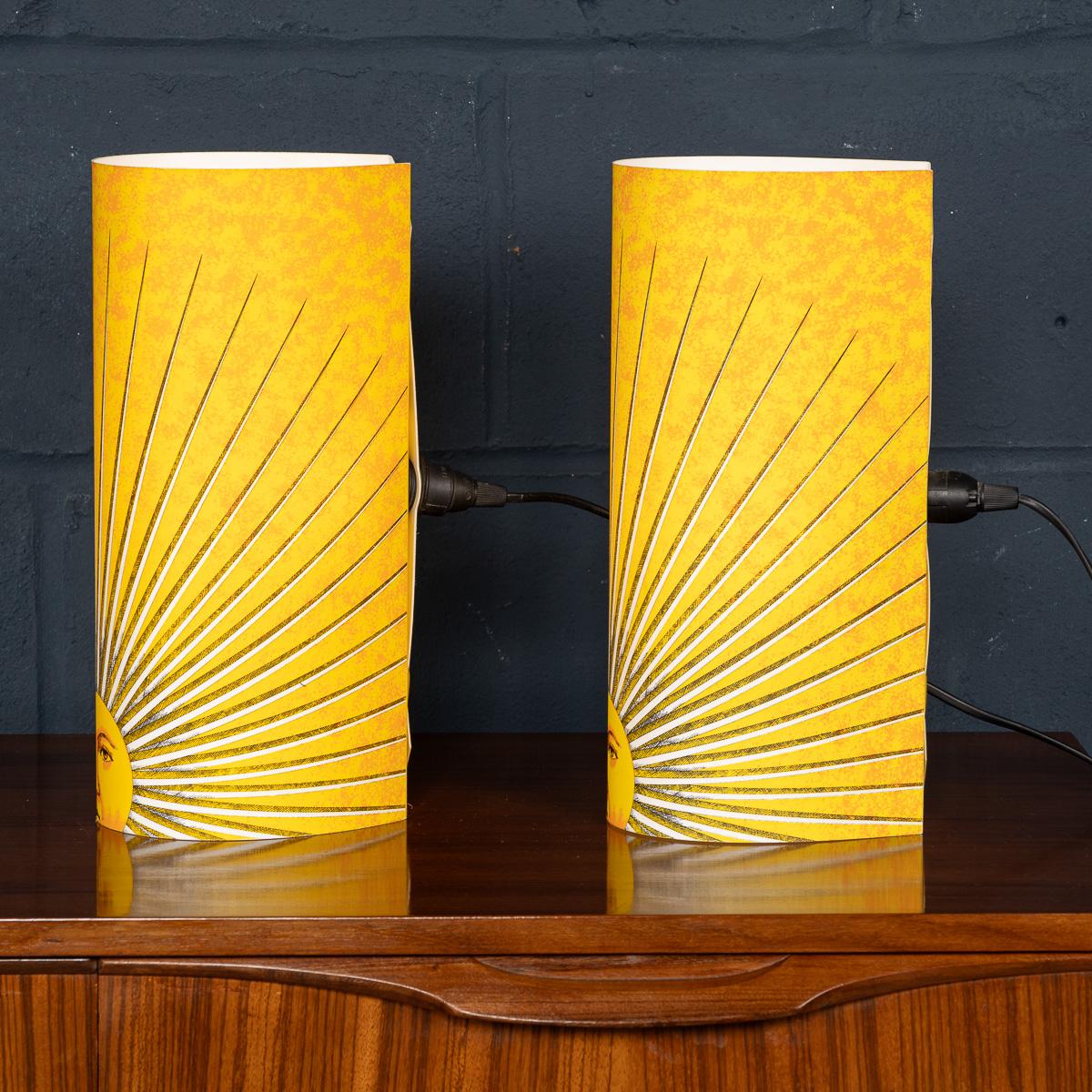 Plexiglass Vintage 20th Century Pair Of Italian Table Lamps By Fornasetti