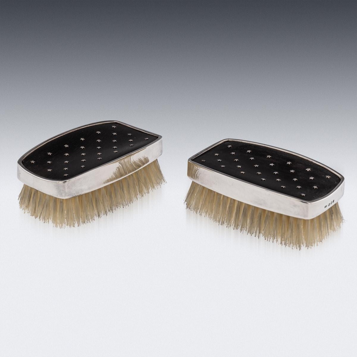 Other Vintage 20th Century Pair Of Solid Silver Clothes Brushes, Leslie Durbin c.1957 For Sale