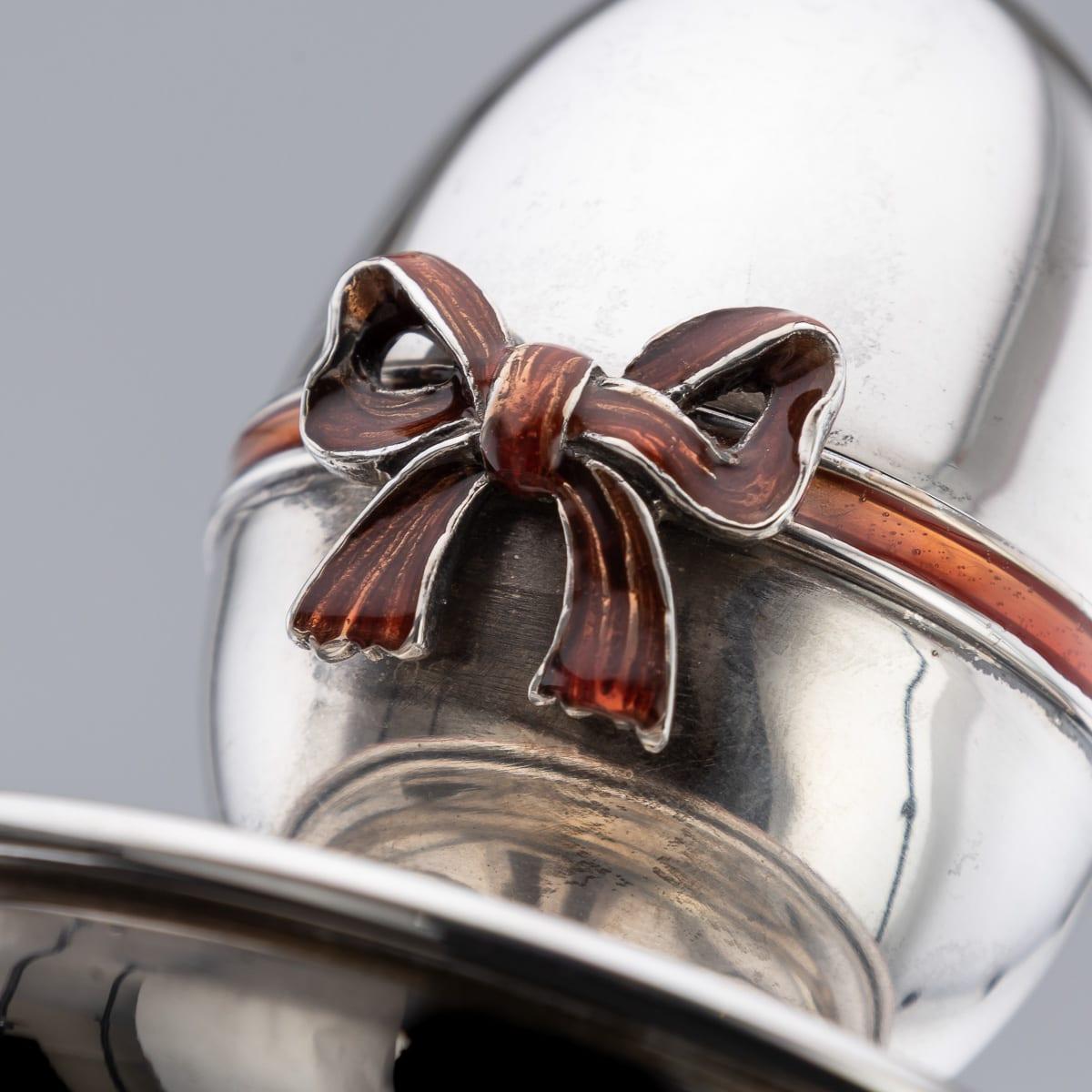 Vintage 20th Century Pair Of Solid Silver & Enamel Egg Cups, Retailed By Asprey For Sale 7