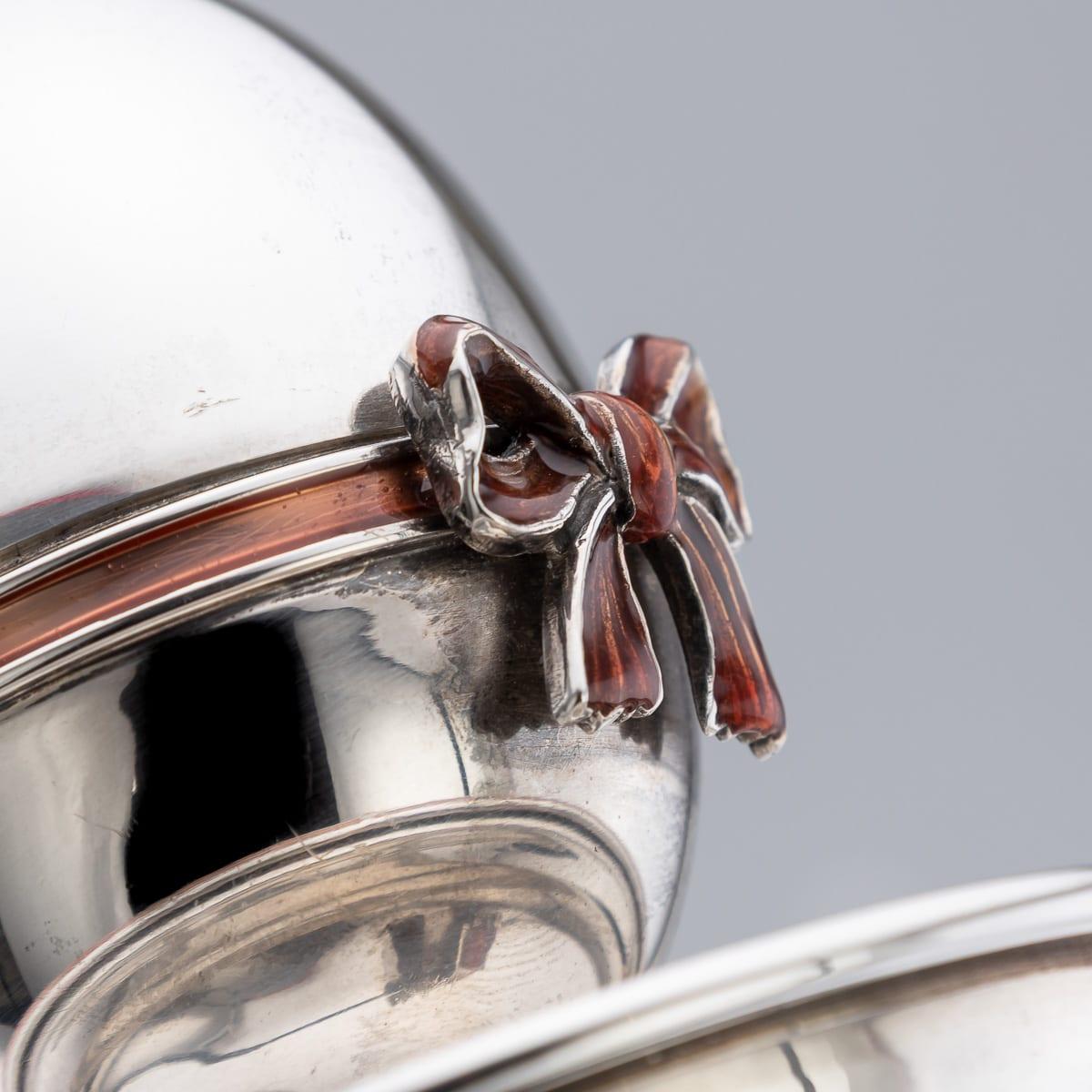 Vintage 20th Century Pair Of Solid Silver & Enamel Egg Cups, Retailed By Asprey For Sale 8