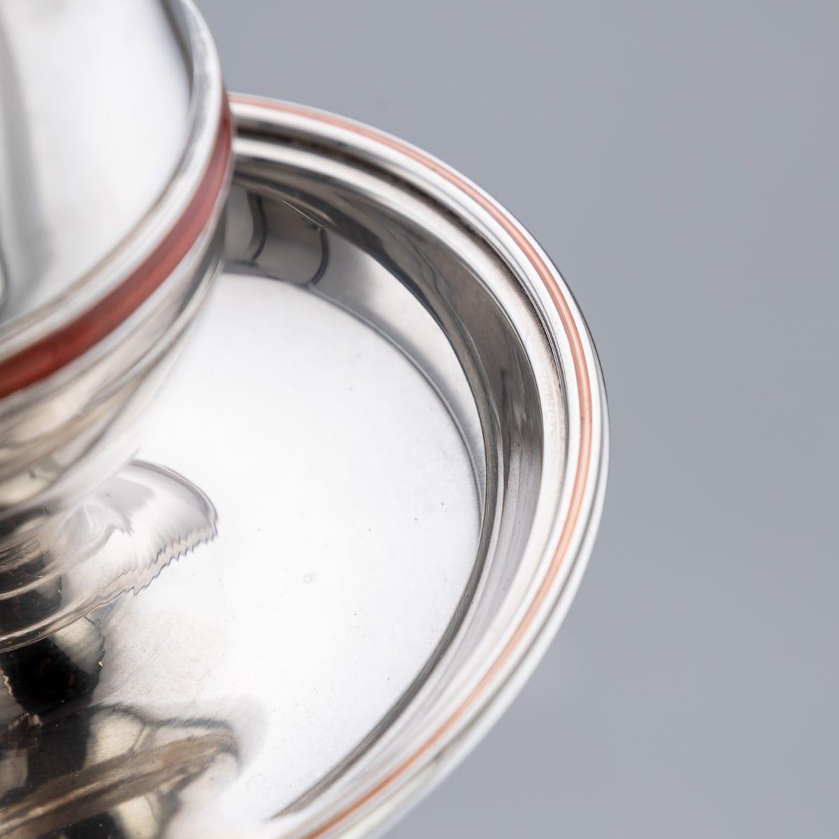 Vintage 20th Century Pair Of Solid Silver & Enamel Egg Cups, Retailed By Asprey For Sale 9