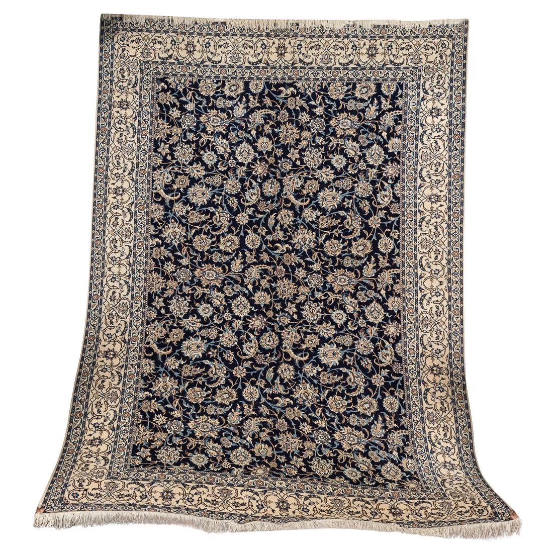 Vintage 20th Century Persian Fine Handmade Nain 4La Rug c.1980