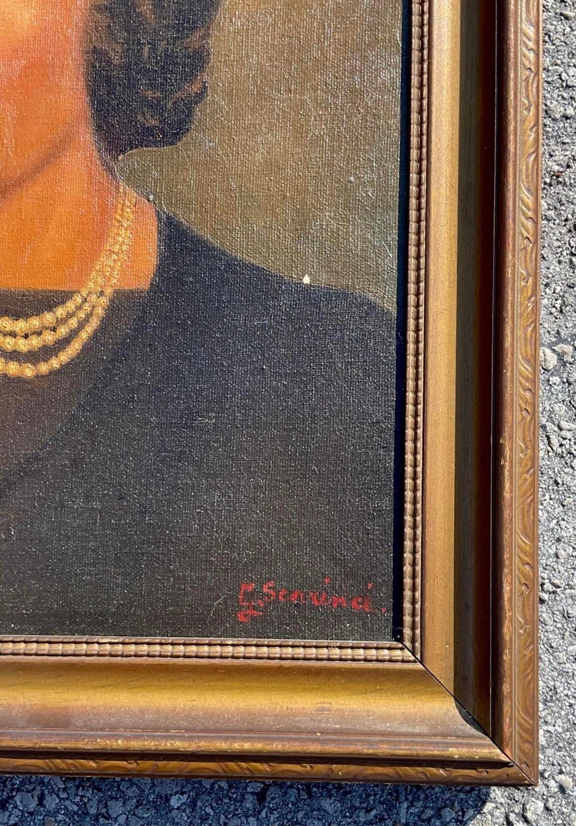 Retrato vintage del siglo XX Óleo sobre lienzo clásico estadounidense en venta